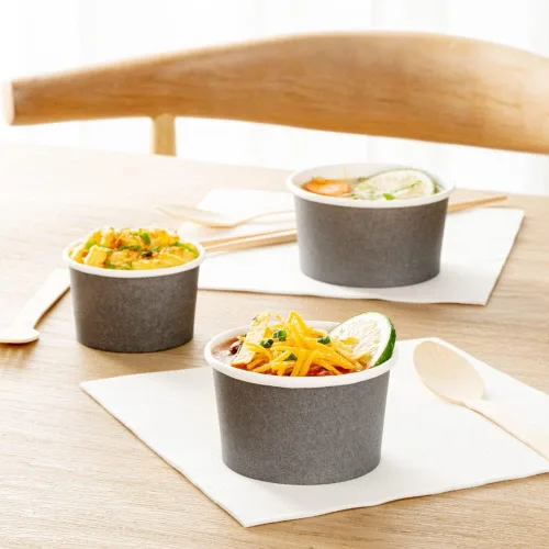 Vista 8 de Coppetta - Vasos de postre de 5 onzas, 200 tazas desechables para helado, tapas se venden por separado, cuencos de yogur congelado de papel gris