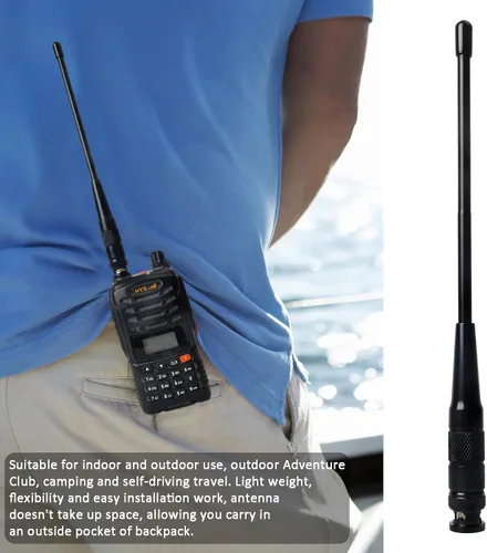 Vista 4 de Antena BNC HYS-701N de doble banda VHF/UHF 2M 70CM Antena para ICOM IC-A14 IC-V8 Vertex HX300 HX320 Kenwood TK100 TK200 Radio de mano (3 unidades)