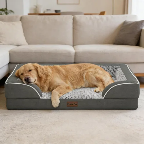 Vista 39 de Camas ortopédicas para perros grandes, cama de espuma viscoelástica impermeable para mascotas grandes con lados 89x56 cm, sofá para perros grandes