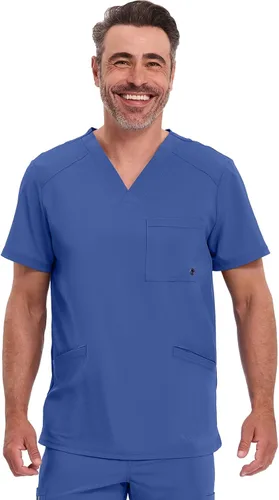 Vista 19 de Cherokee Infinity Men's V-Neck Scrub Top with 3 Pockets and 360° Stretch Negro