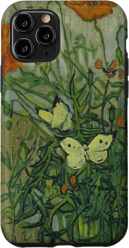 Vista 29 de Vincent Van Gogh - Carcasa para iPhone 17, diseño de mariposas y amapolas