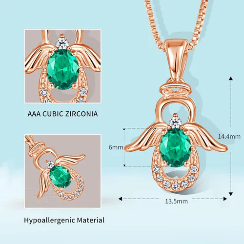 Vista 3 de SKA Women Angel Pendant Necklace with Birthstone Zirconia,Women Jewelry Anniversary Birthday Gift for Wife Mom Girls Couple, Daily Wear Necklaces