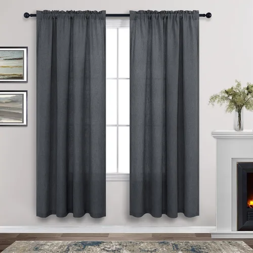 Vista 111 de KOUFALL Juego de 2 cortinas de puerta francesa, cortinas de lino para puerta/ventana, cortina transparente boho para cristal lateral delantero