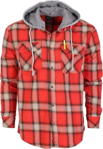 Vista 24 de Gioberti Camisa de franela a cuadros de algodón 100% para hombre con capucha extraíble y botones 100 – negro/azul real/gris.