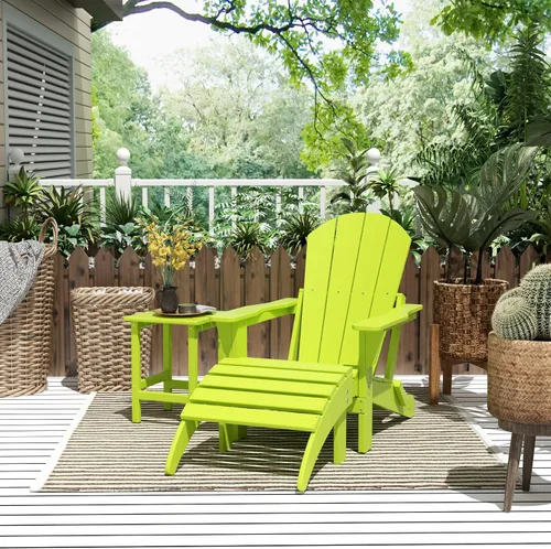 Vista 25 de WestinTrends Malibu - Silla de salón para exteriores, juego de 2 sillas Adirondack con otomana, sillas plegables de madera de polietileno para todo