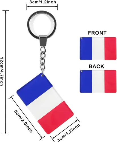Vista 2 de QQSD Llavero con la bandera de Francia, llavero francés, paquete de 2, Francia