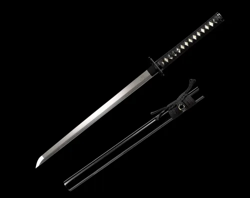 Vista 3 de Espada samurái afilada hecha a mano Katana negra réplica de Enter The Ninja Sword Real Battle Ready Ninjato