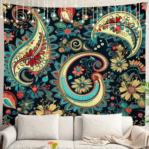 Vista 72 de Shrahala Modern Abstract Artwork Wall Tapestry, Orange Black Beige Wall Hanging Large Tapestry Decoration Polyester Fiber White Hem Around for Dorm