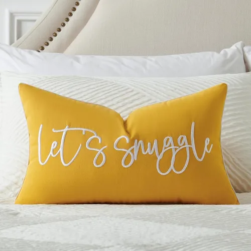 Vista 30 de Sunkifover Let's Snuggle - Funda de almohada decorativa, 18 x 18 pulgadas, algodón bordado en blanco y negro, funda de almohada para cama