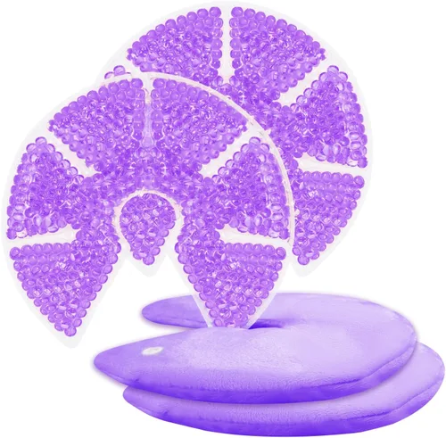 Vista 11 de Paquetes de hielo de gel para pecho caliente/frío, almohadillas de calor para lactancia materna, dolor de lactancia, mastitis, congestión, Azul