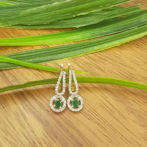 Vista 5 de Dazzlingrock Collection Pendientes colgantes estilo halo de 14 quilates, oro rosa
