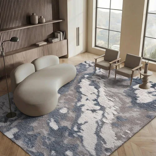Vista 11 de SAFAVIEH Horizon Shag Collection - Alfombra decorativa, 2 x 3 pies, gris y azul, no desprende pelusa y de fácil cuidado, 2 pulgadas de grosor, ideal