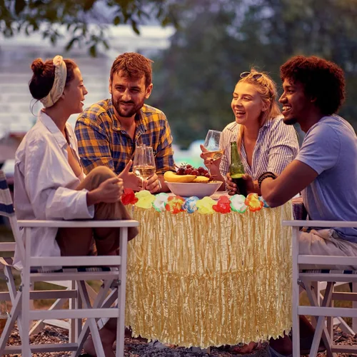 Vista 7 de Toulite 36 faldas hawaianas de hierba hawaiana Luau Hula de 24 pulgadas, vestido de hierba hawaiana tropical, disfraz de verano para mujeres y niñas