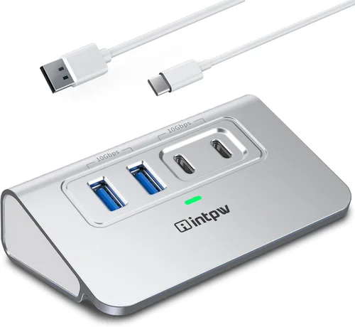 Vista 9 de Intpw Hub USB 3.0, concentrador de datos USB de aluminio de 4 puertos 3.0, adaptador multipuerto con cable de 3.3 pies, divisor USB para laptop