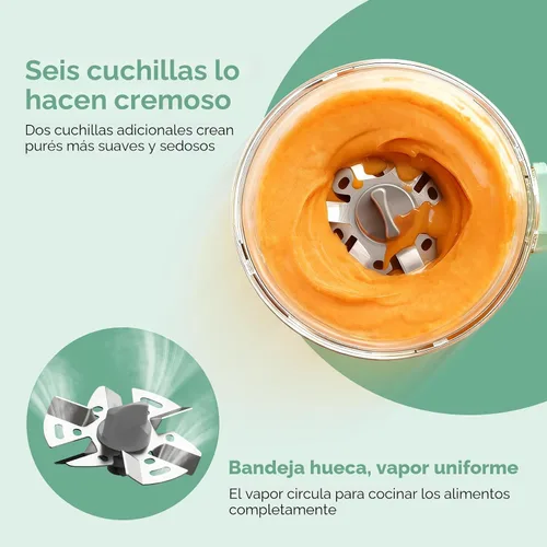 Vista 5 de Momcozy AutoMeal Procesador de Alimentos para Bebés – Procesador de Alimentos de Vapor y Mezcla Automática de Un Solo Paso, Taza Grande de 15 oz