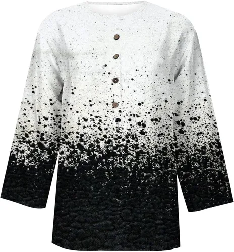 Vista 5 de Womens Summer Boho Floral Print Tops 2023 Trendy 34 Sleeve v Neck Tunic Casual Loose Pullover Shirts