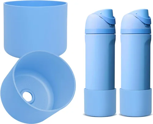 Vista 11 de 2 botas de silicona compatibles con Owala FreeSip de 24 onzas, funda protectora superior para botella de agua, reducción de ruido, cubierta inferior