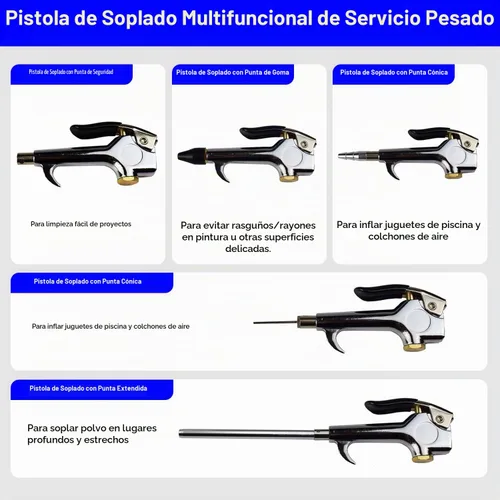 Vista 4 de YOTOO Kit de accesorios para compresor de aire, kit de herramientas de aire NPT de 1/4 pulgadas de alta resistencia con medidor de inflado