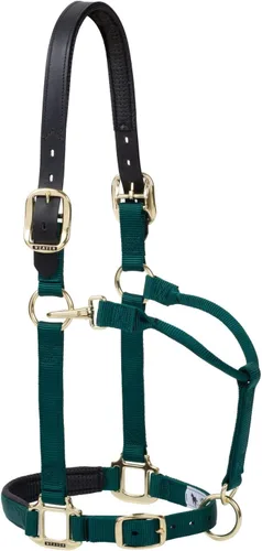 Vista 25 de Weaver Equine Breakaway Horse Halter, Supple Leather Crown, Adjustable Brass Throat Snap Halters for Horses, Equine Tack
