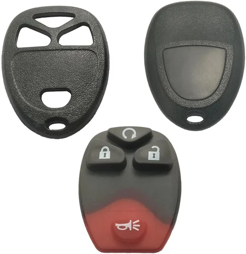 Vista 4 de Carcasa para llave de automóvil con control remoto sin llave para GM GMC, Chevrolet, Chevy, Buick, 4 botones de repuesto con almohadilla de botón