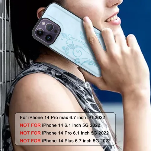 Vista 6 de Funda compatible con iPhone 14 Pro Max de 6.7 pulgadas [ranuras para tarjetas] Funda de piel con bolsillo con cremallera y correa para la muñeca
