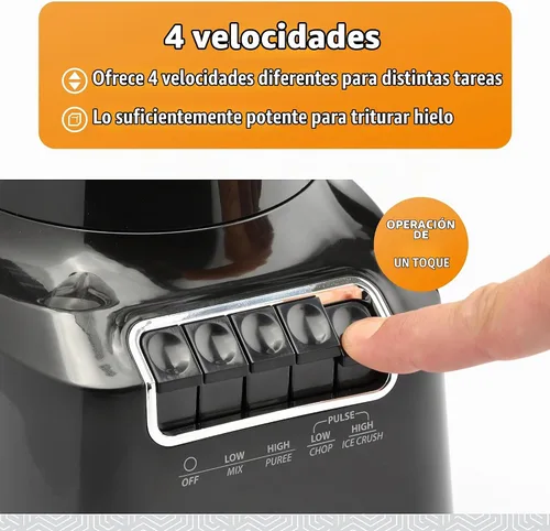 Vista 4 de Toastmaster Batidora de 400 vatios con tarro de vidrio de 48 onzas, para batidos de frutas, batidos y más, potente licuadora de cocina con múltiples