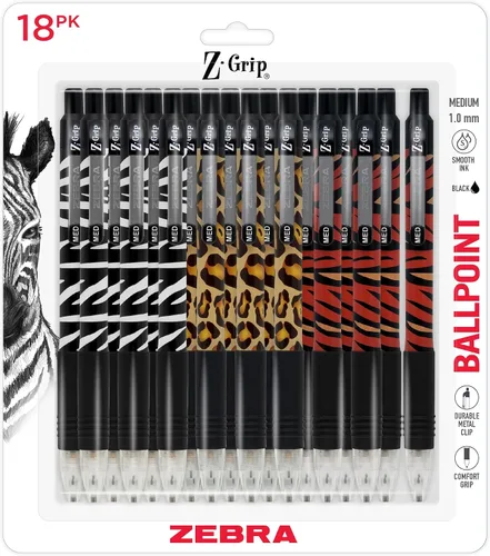 Vista 11 de Zebra Pen Z-Grip - Bolígrafo retráctil de punta media, 3/64 pulgadas, tinta negra, 12