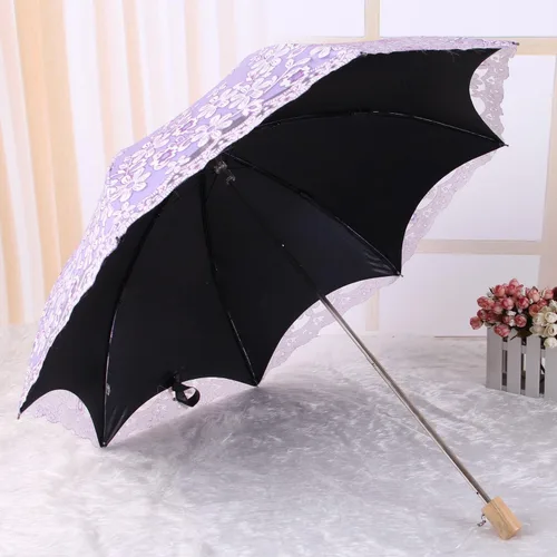 Vista 4 de Honeystore Parasol de viaje plegable Brolly Anti-UV Sombrilla Vintage