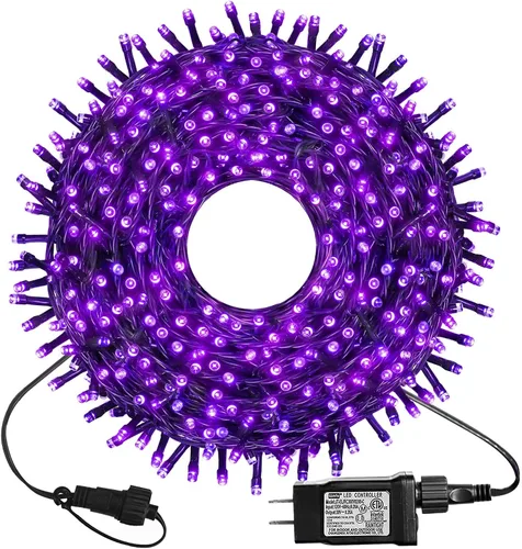 Vista 9 de kemooie 300 luces LED verdes de Navidad, 99 pies, 8 modos de parpadeo, enchufables, tira de luces de alambre verde, luces de Navidad impermeables