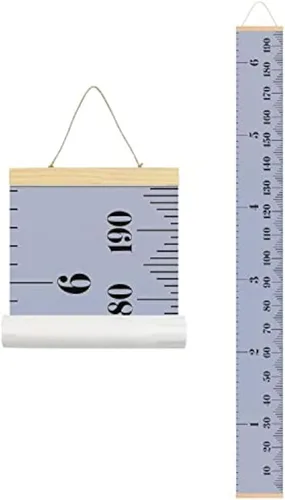 Vista 8 de Tabla de crecimiento para niños, marco de madera, lienzo de tela, regla de medición de altura de bebé a adulto para decoración de habitación