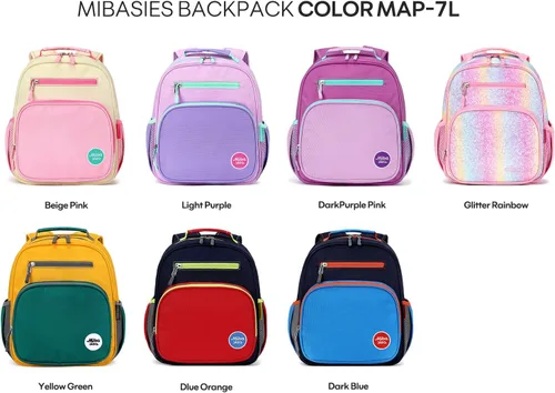 Vista 9 de mibasies Mochila para niñas y niños, ideal para niños y niñas, mochila para preescolar jardín de infantes y primaria, Azul oscuro, Niñito-7L