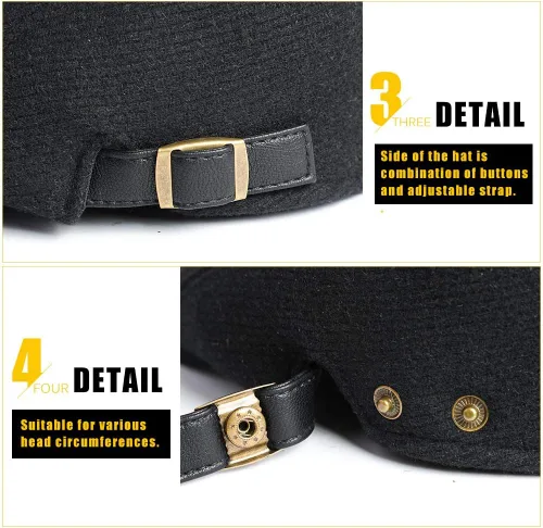 Vista 5 de Sumolux Gorra de invierno para hombre Newsboy