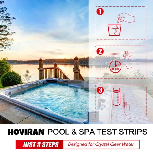 Vista 3 de Tiras de prueba de piscina de 7 vías, 125 tiras de prueba rápidas para piscina, kit de prueba de agua confiable para bañera de hidromasaje