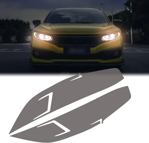 Vista 8 de TOMALL 1 par de películas de vinilo para faros delanteros, tinte de humo compatibles con Honda Civic 2016-2021, calcomanías autoadhesivas para 20%