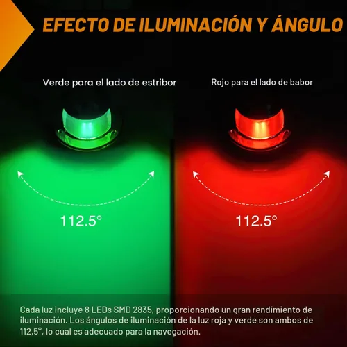 Vista 3 de Nilight - Luz de navegación para barco, 2 unidades, 8 LED, luces de lazo rojo y verde Luz de navegación 8LED- 2 piezas