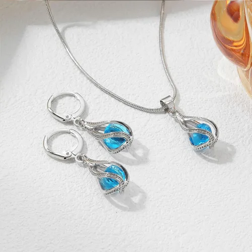 Vista 4 de IFKM Silver Jewelry Sets for Women Rhinestone Crystal CZ Bridal Bridesmaid Accessories Necklace Earrings set for Wedding Prom Anniversary Birthday