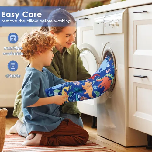 Vista 7 de Colchoneta portátil para siesta para niños con almohada extraíble y manta para niñas y niños, saco de dormir ligero extra grande para preescolar