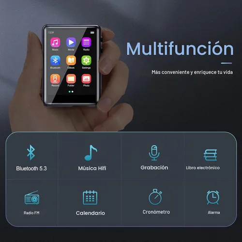 Vista 5 de Conrian - Reproductor Mp3 Bluetooth de 64 GB, pantalla táctil de 2,4 Negro
