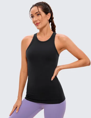 Vista 2 de CRZ YOGA Butterluxe - Camiseta sin mangas para mujer, con espalda cruzada, cuello alto, atlética, para correr, gimnasio, yoga