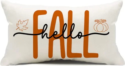 Vista 9 de Fundas de almohada de 18 x 18 pulgadas con texto en inglés "Hello Fall", decoraciones de otoño con texto en inglés "Hello Pumpkin", fundas