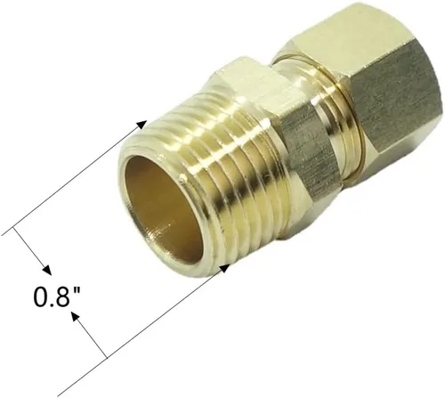 Vista 2 de 3 piezas - Conexión de tubo de latón de 1/2 pulg. de diámetro exterior, compresión x conector de tubo macho NPT de 1/2 pulg
