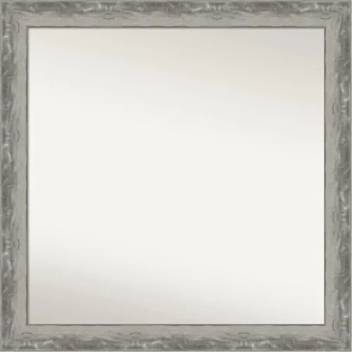 Vista 104 de Amanti Art Espejo de baño plateado para sobre el fregadero, 24 x 24 pulgadas, espejo cuadrado de peltre forjado a medida, marco de madera casual