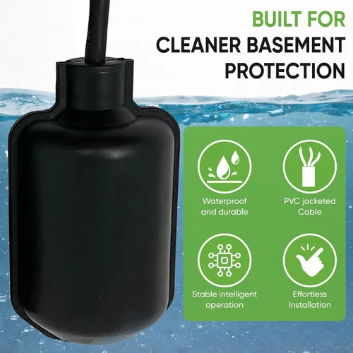 Vista 5 de PumpSpy Bomba de sumidero con interruptor flotante universal atado de repuesto con enchufe piggyback para aguas servidas, rendimiento confiable