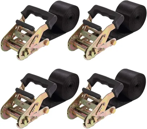 Vista 10 de Correas de amarre de trinquete sin fin, amarre de carga resistente, correa negra de nailon resistente de 4 pies, correas de seguridad de trinquete