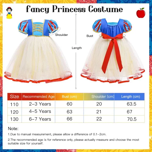 Vista 3 de TOLOYE Disfraces de princesa para niñas, ropa de vestir de princesa con accesorios para fiesta de cumpleaños, Halloween, cosplay