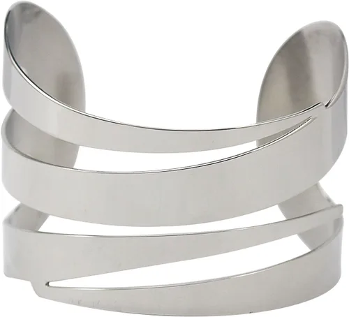 Vista 2 de COUYA Brazalete de acero inoxidable con forma de remolino ancho para mujer, joyería punk, Acero