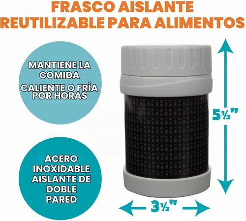 Vista 6 de Bentology Bolsa de almuerzo aislada para niños y tarro de comida de 13 Negro