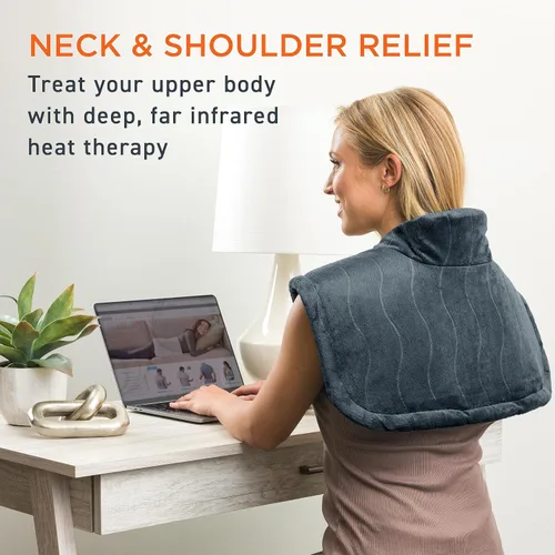 Vista 4 de Pure Enrichment PureRelief Pro - Almohadilla térmica infrarroja lejana para cuello y hombros, alivio muscular más profundo, 4 ajustes de calor