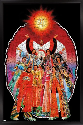 Vista 8 de Earth Wind & Fire - Póster de pared con banda, 22.4 pulgadas de largo x 14.7 pulgadas de ancho, versión enmarcada de madera de granero