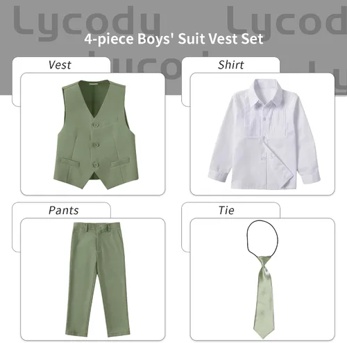 Vista 100 de Conjunto de chaleco para niños, trajes formales, trajes de boda, ropa de vestir
